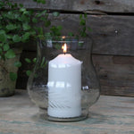 Glass Candle Holder with Decorative Cuttings