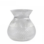 Glass Vase with Grooves and Diamond Cutting