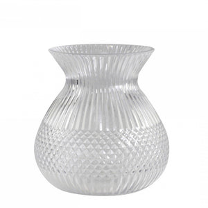 
            
                Load image into Gallery viewer, Glass Vase with Grooves and Diamond Cutting
            
        
