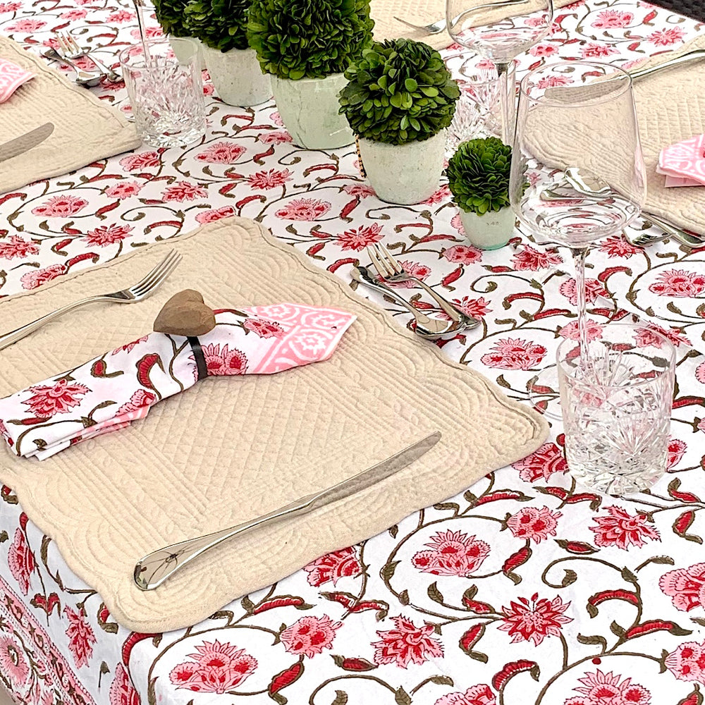 Blockprint Napkins | Raspberry Pink | Set of 4