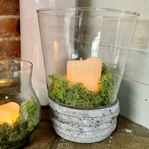 Glass Candle Holder with Decorative Cuttings