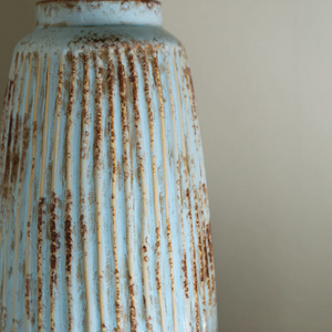 Tall Ribbed Vase | Pale Blue/Grey