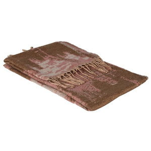Brown and Peach Abstract Texture Fringed Throw