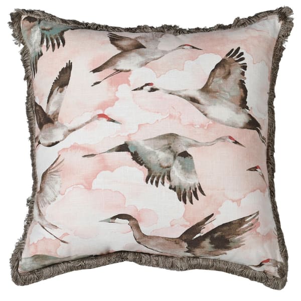 
            
                Load image into Gallery viewer, Flying Cranes Cushion | Blush | Cover &amp;amp; Feather Inner
            
        