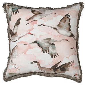 Flying Cranes Cushion | Blush | Cover & Feather Inner